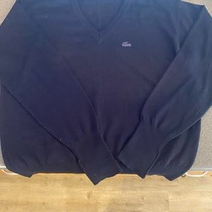 Lacoste mens navy v neck sweater. Size Large.
